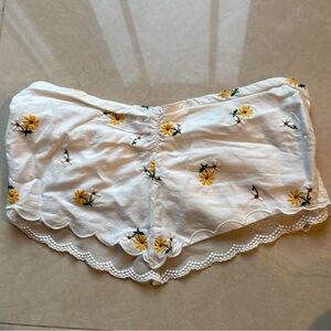 For Love & Lemons Floral Embroidered White Top
